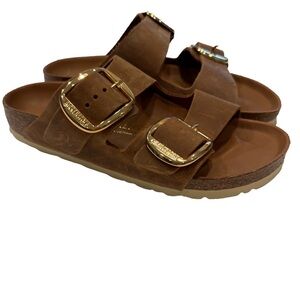 Birkenstock Arizona Big Buckle Women’s Sandals Cognac Suede Size US 7 EU 38 NEW